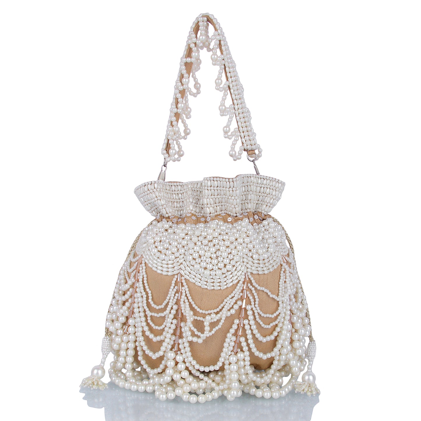 Pearl on gold potli bag