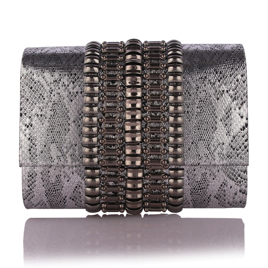 Grey sashaa clutch