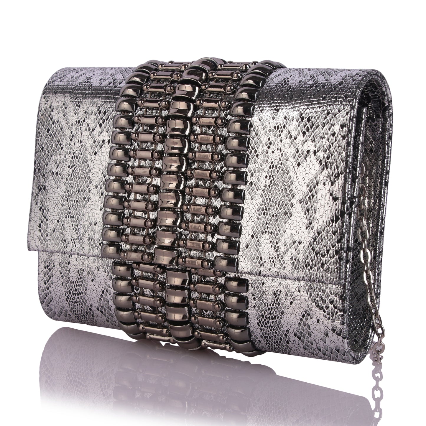 Grey sashaa clutch