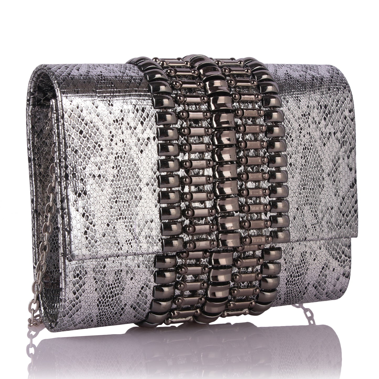 Grey sashaa clutch