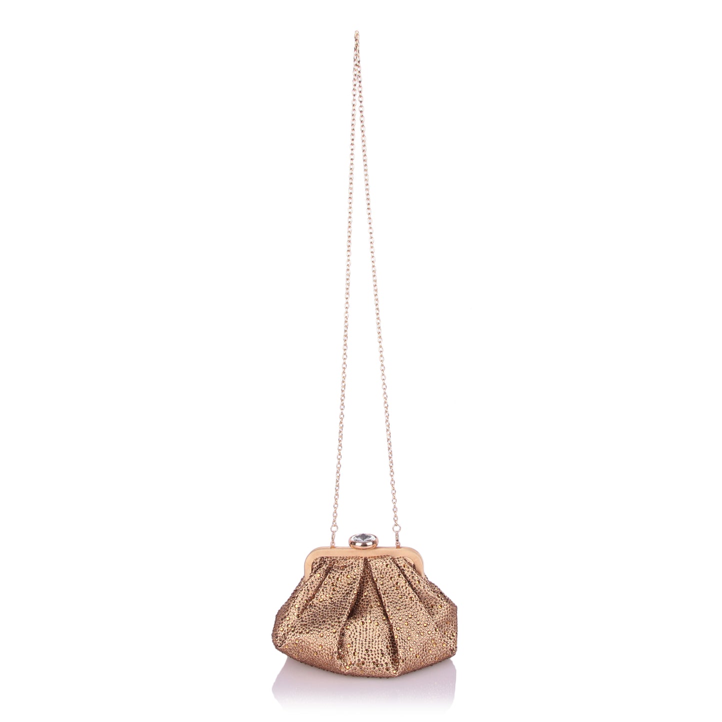 Stone studded gold bag