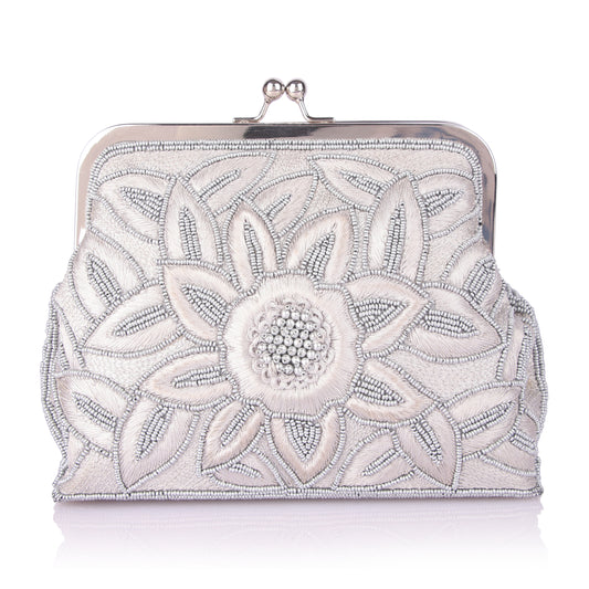 Grey deed batua bag