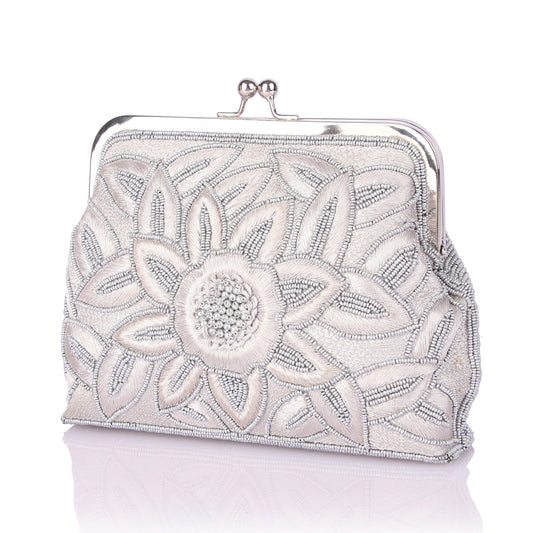 Grey deed batua bag