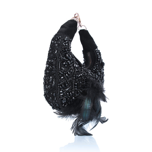 Feather black moon bag
