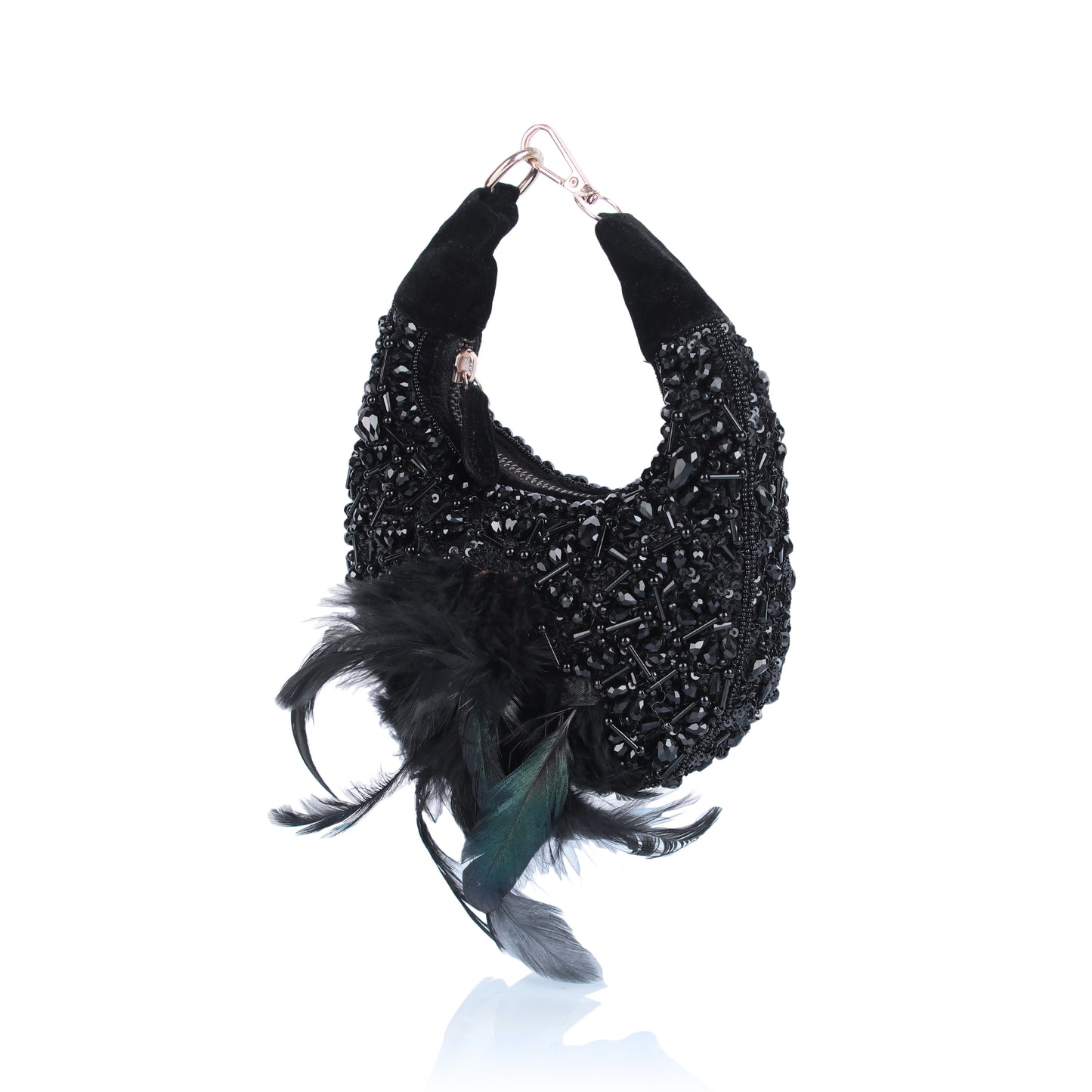 Feather black moon bag