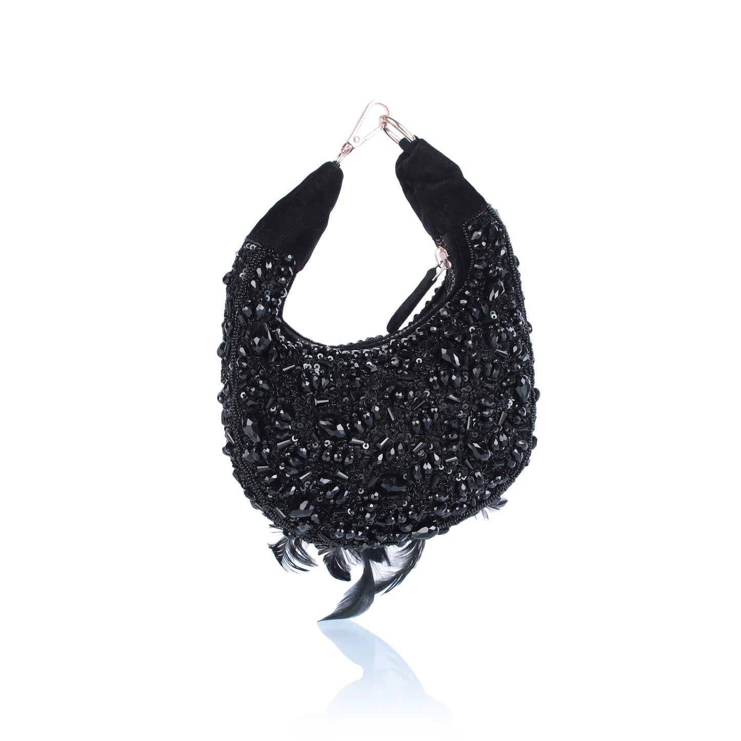 Feather black moon bag