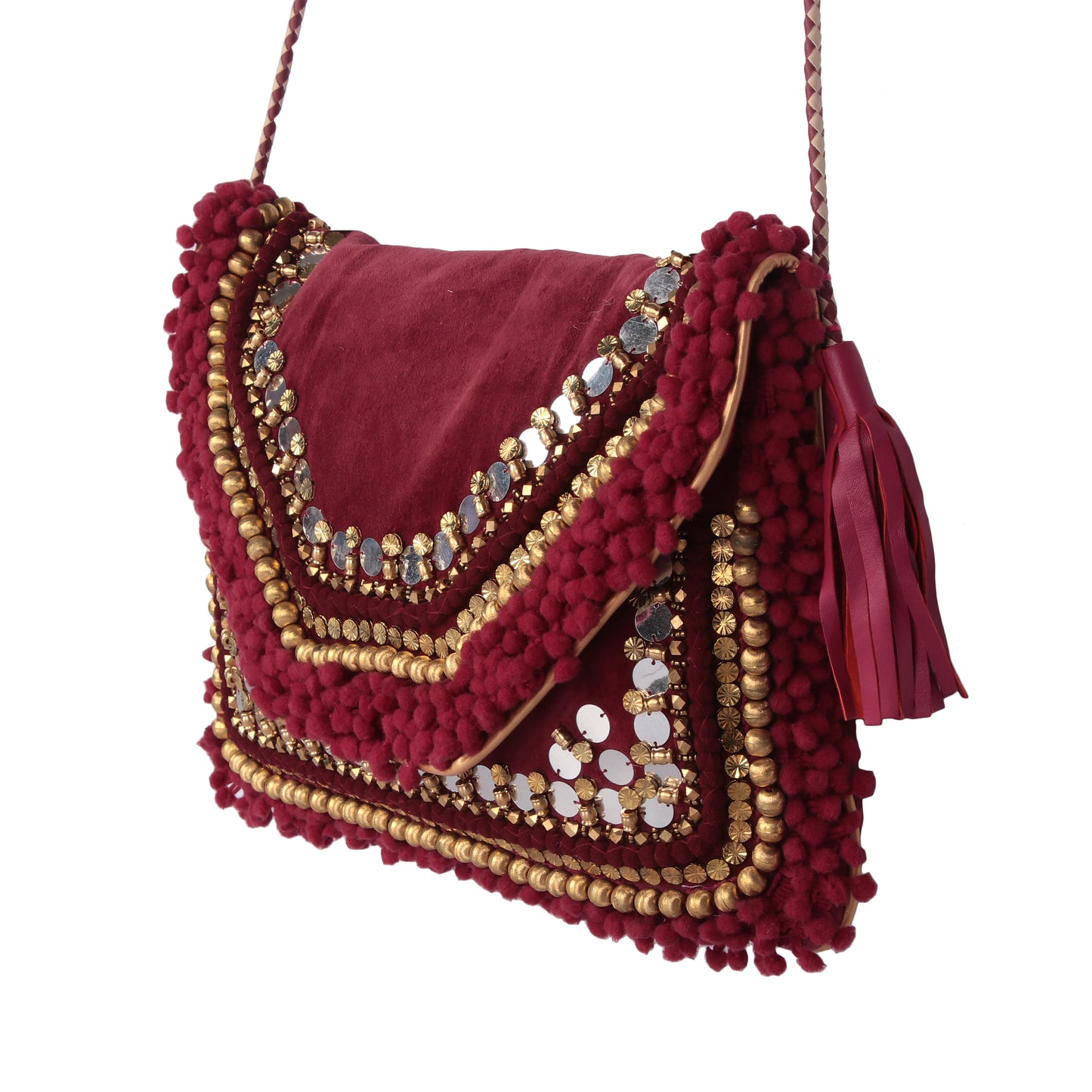 Maroon boho bag
