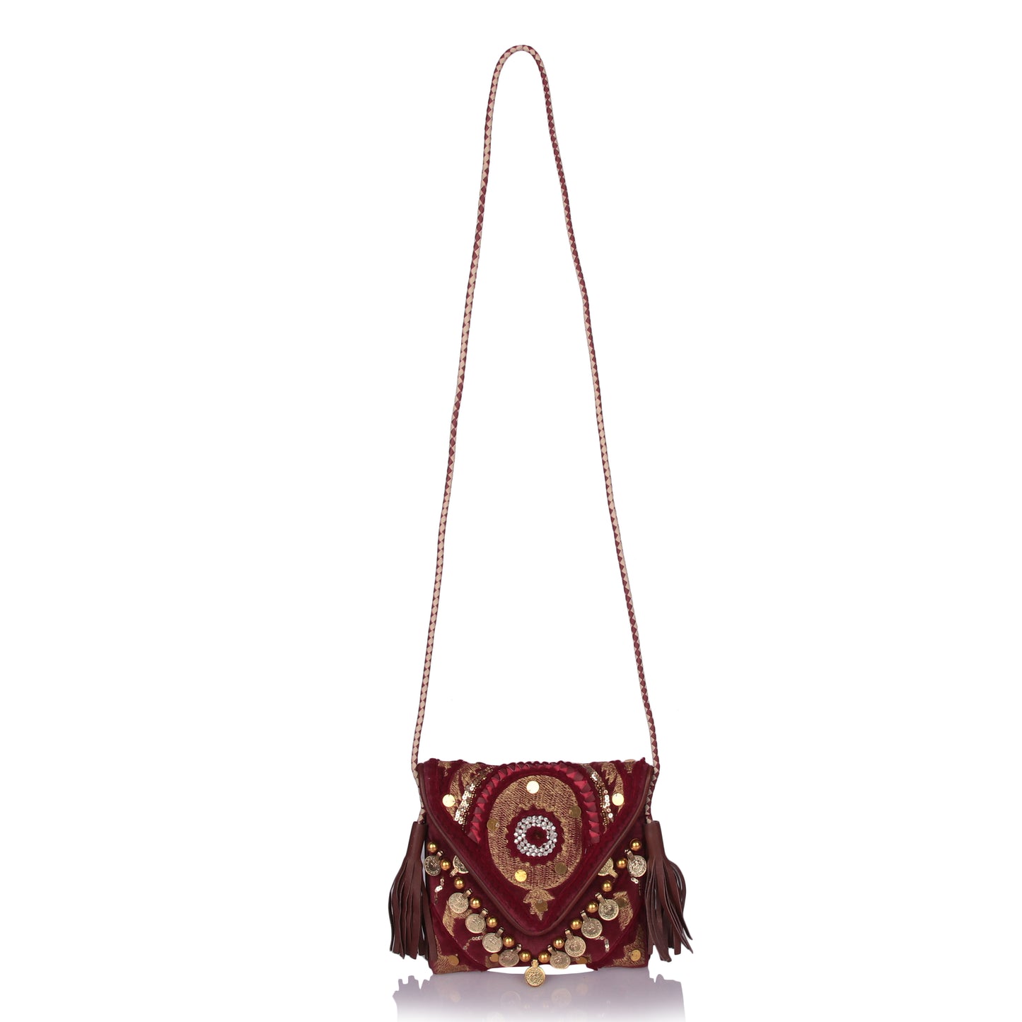 Maroon coin sling bag