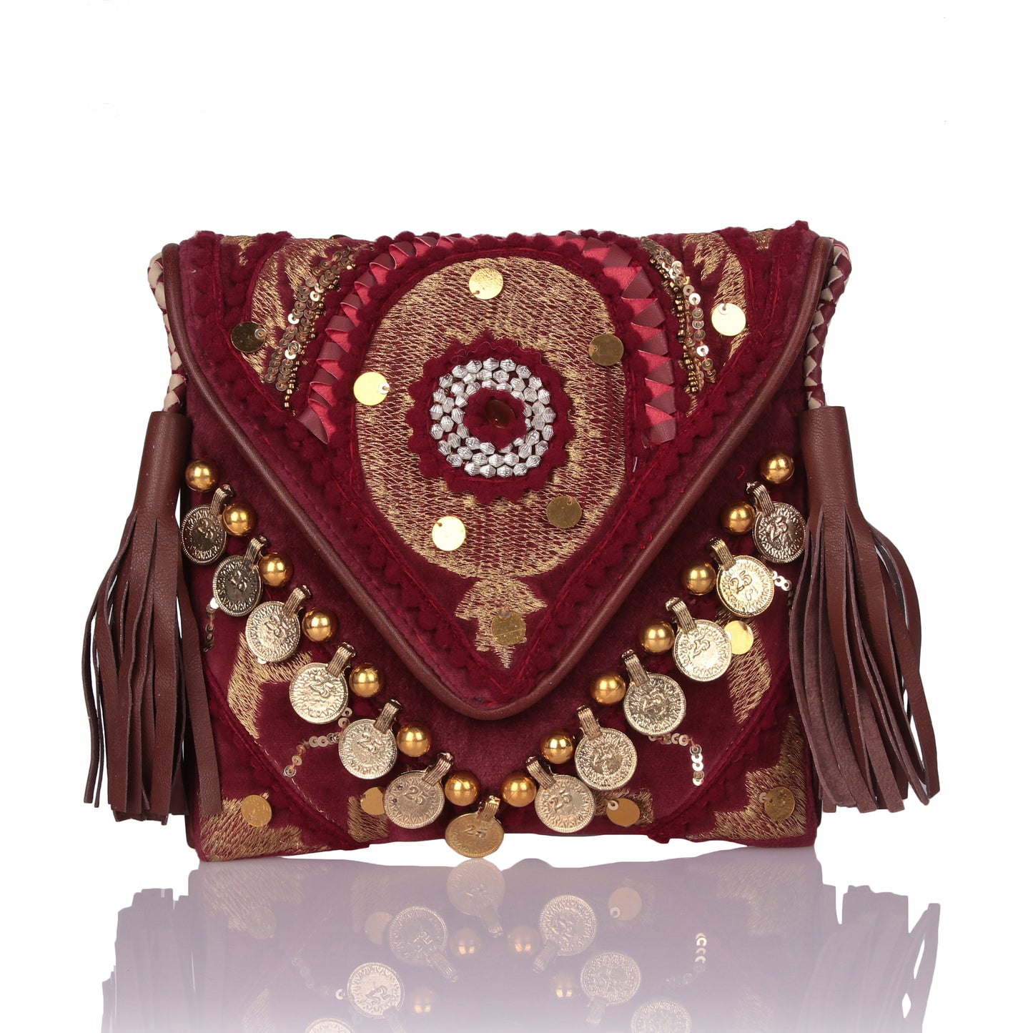 Maroon coin sling bag