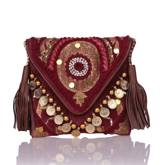 Maroon coin sling bag