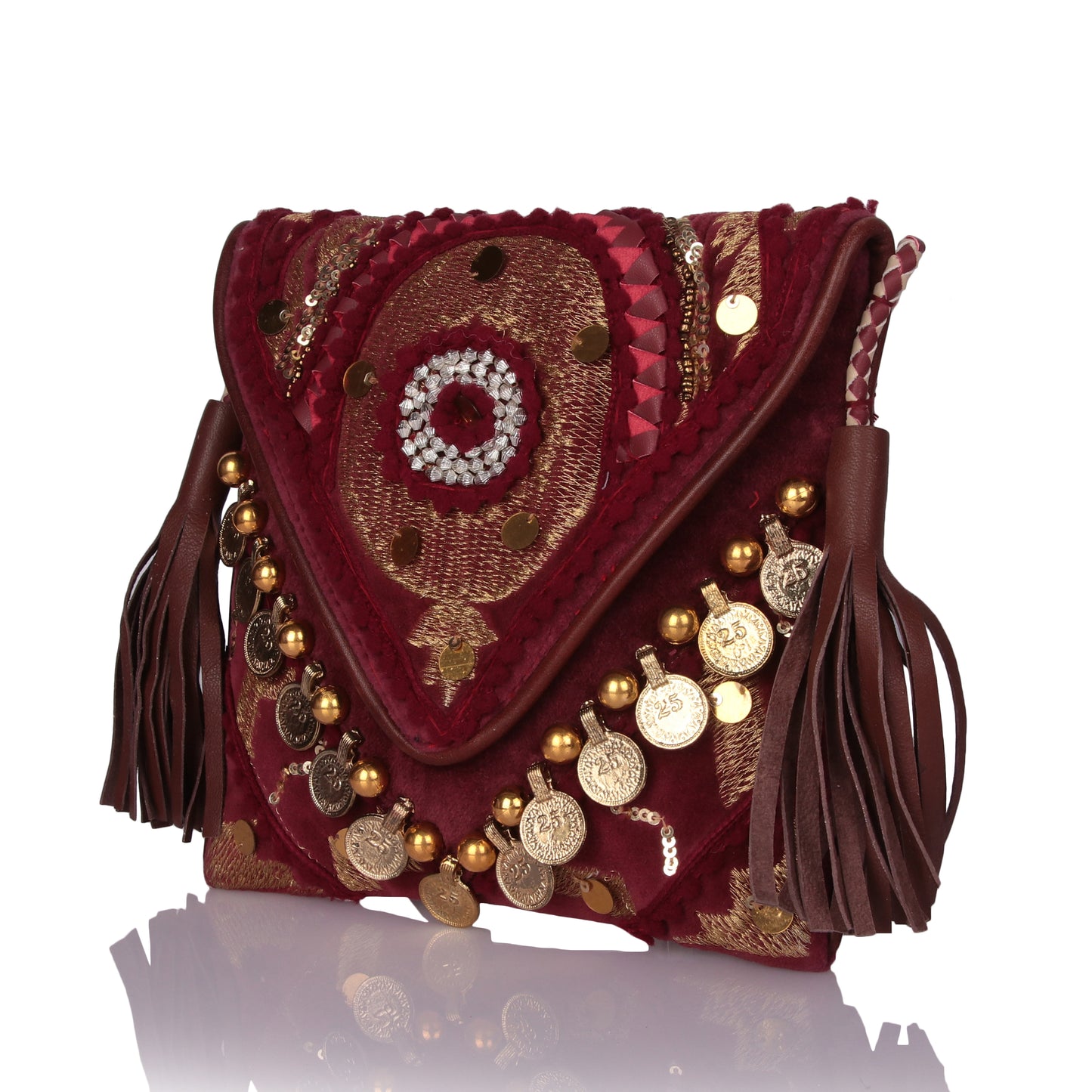 Maroon coin sling bag