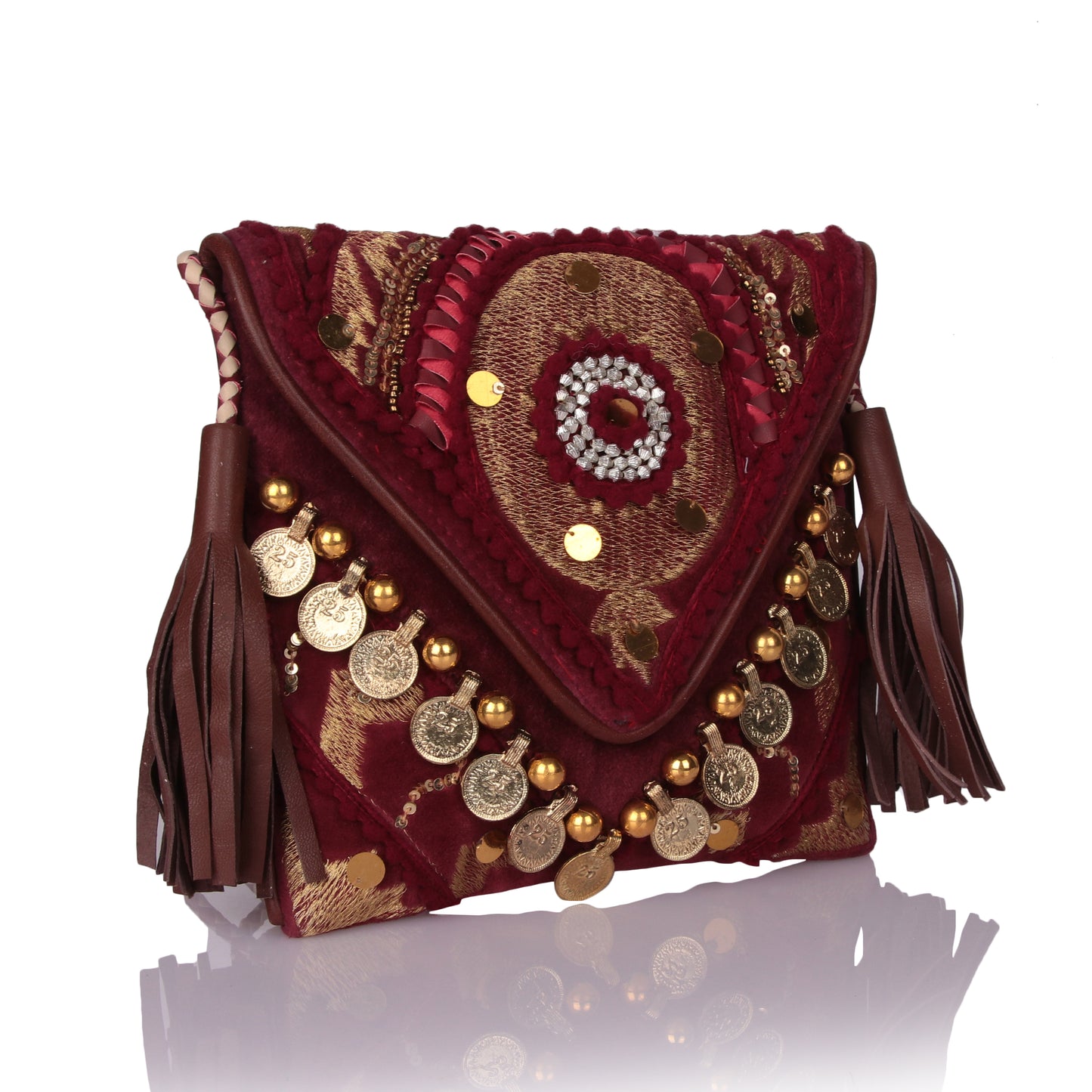 Maroon coin sling bag