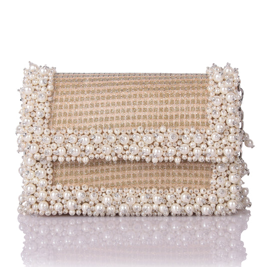 Gold pearl clutch