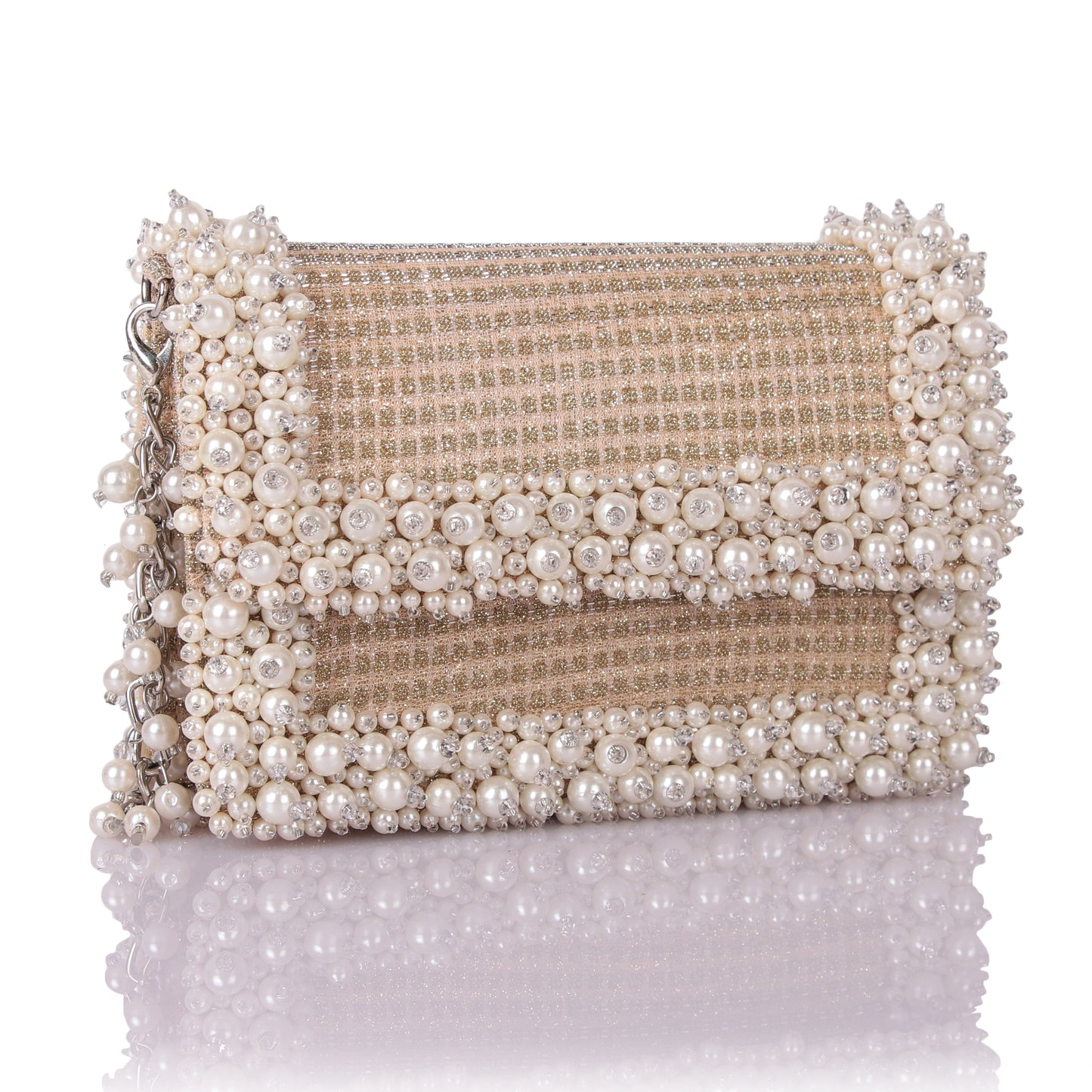 Gold pearl clutch
