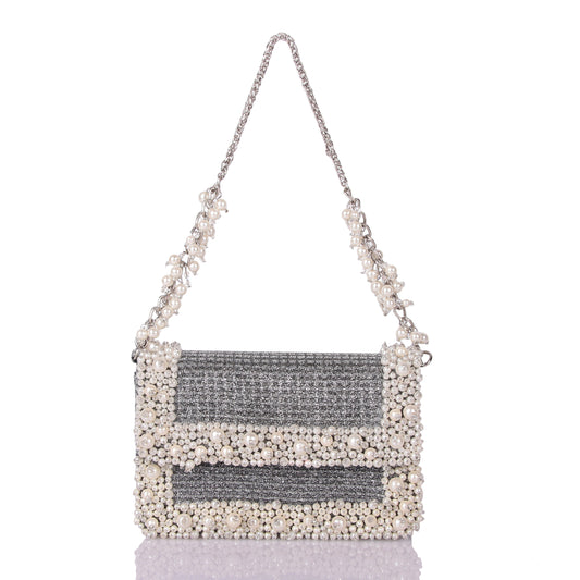 Grey pearl clutch