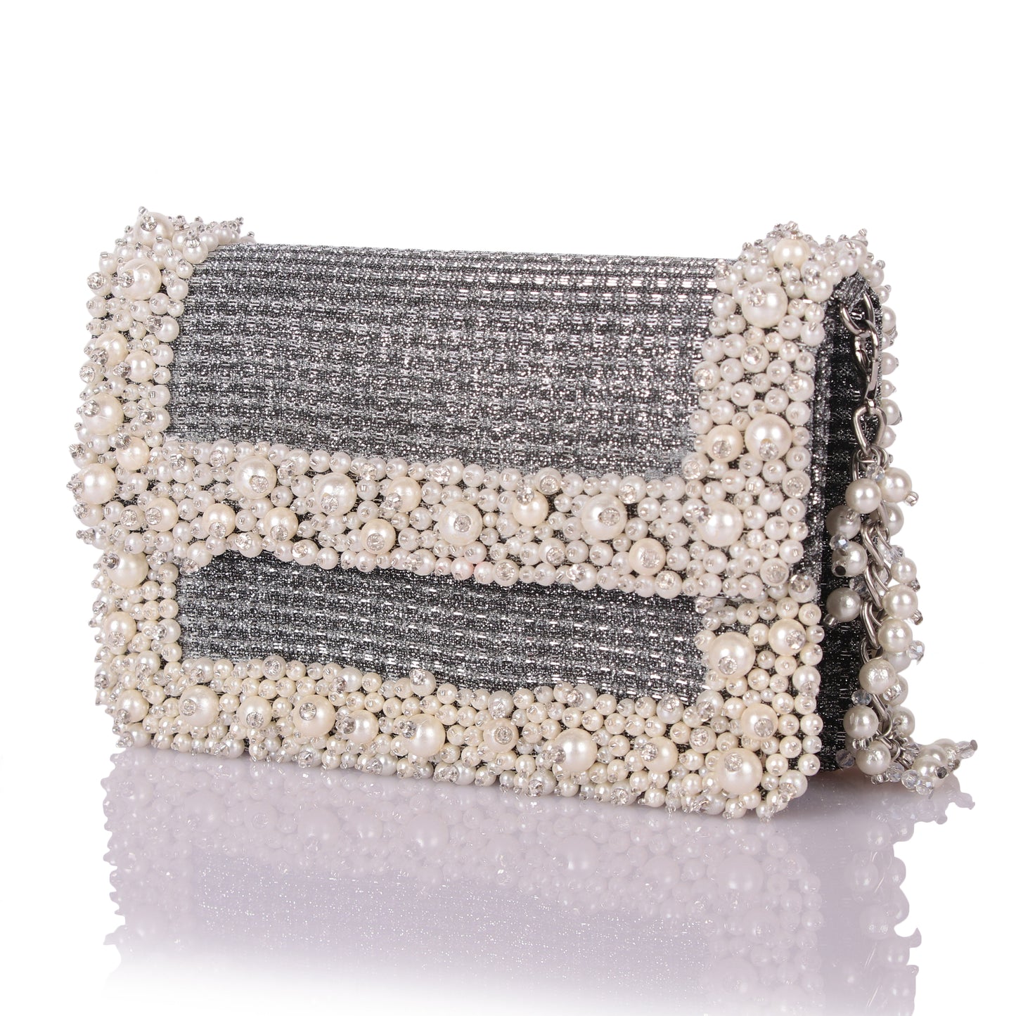 Grey pearl clutch