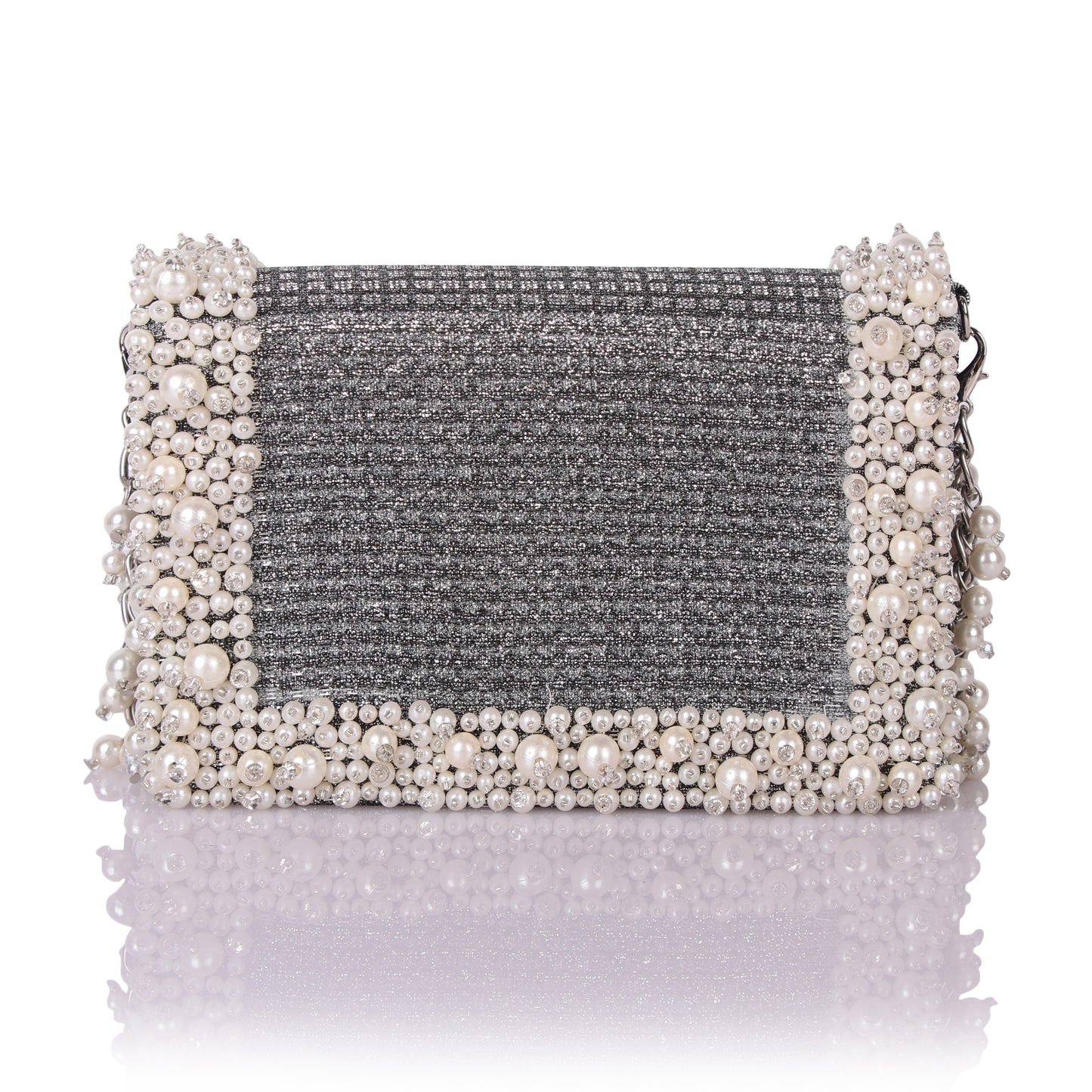 Grey pearl clutch