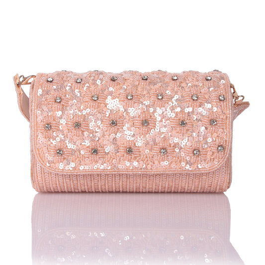 Beaded garden pink clutch