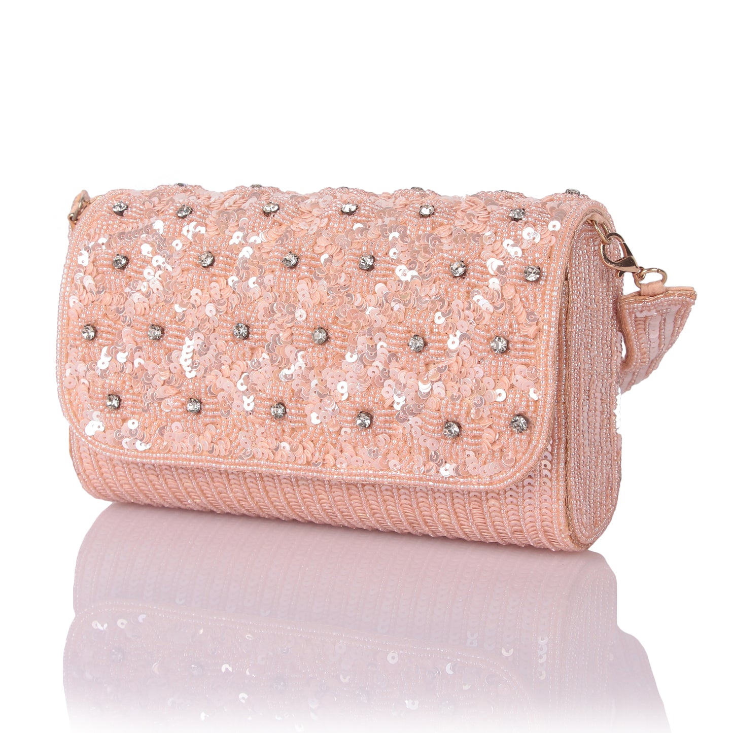 Beaded garden pink clutch