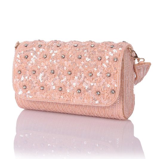 Beaded garden pink clutch