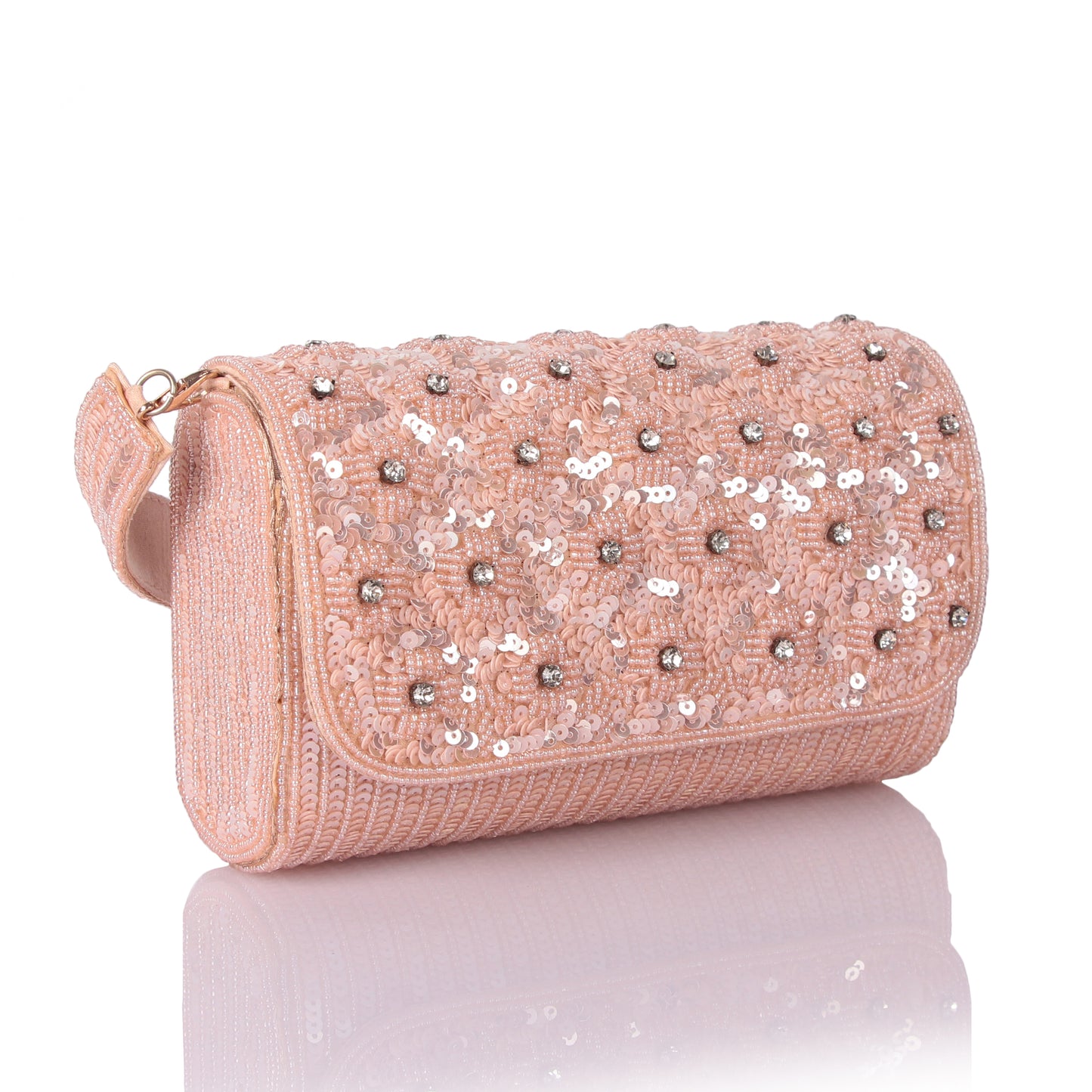 Beaded garden pink clutch