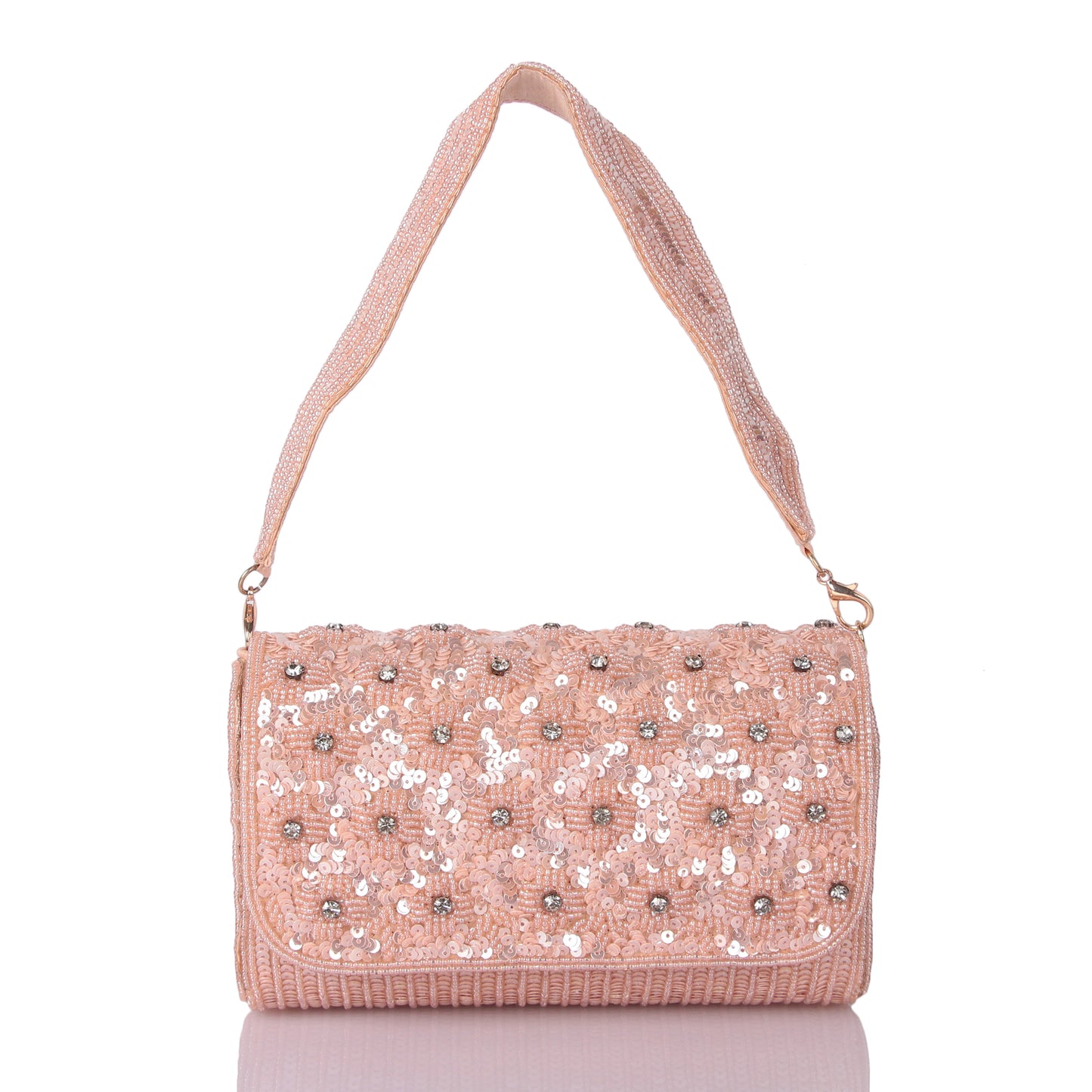 Beaded garden pink clutch