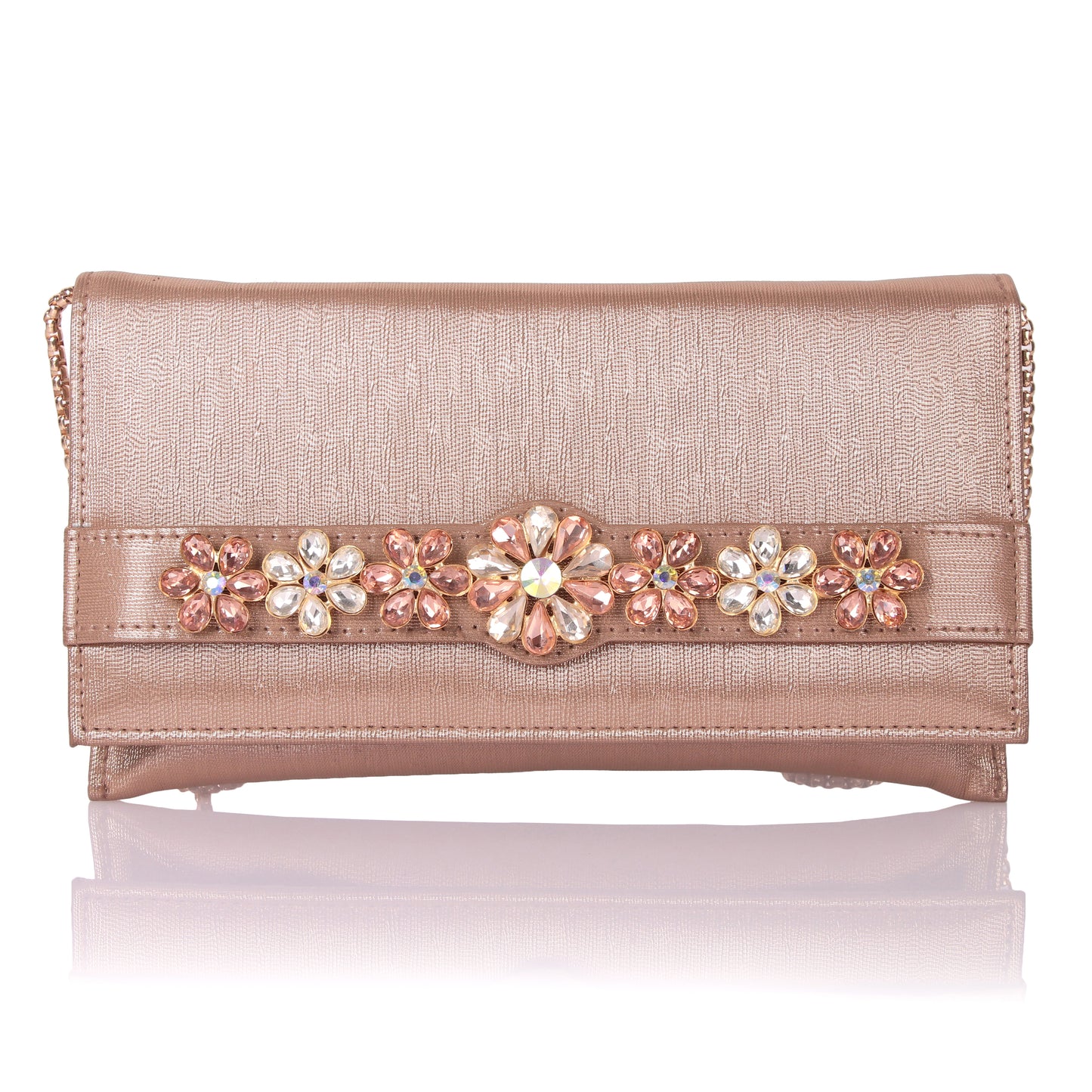 Stone flower envelope clutch