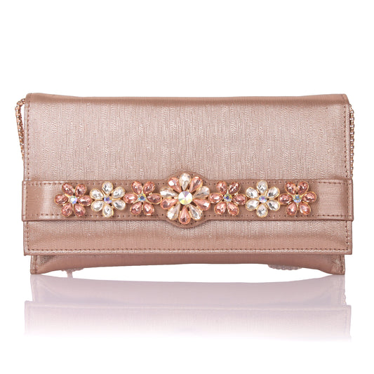 Stone flower envelope clutch