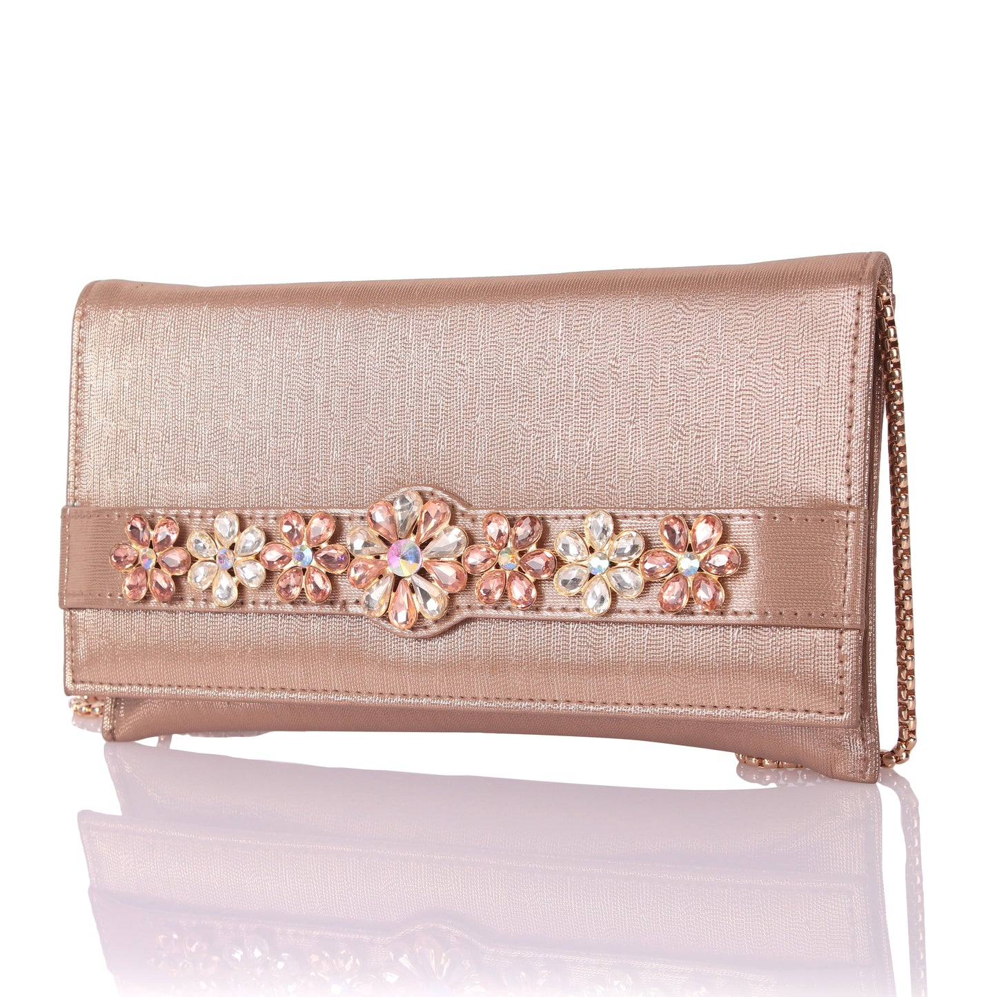 Stone flower envelope clutch