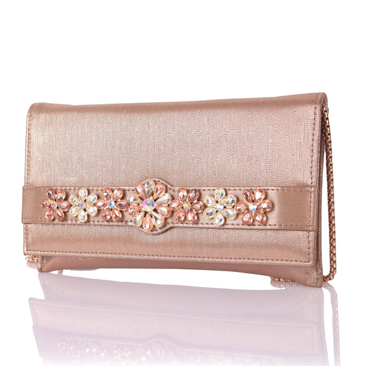 Stone flower envelope clutch