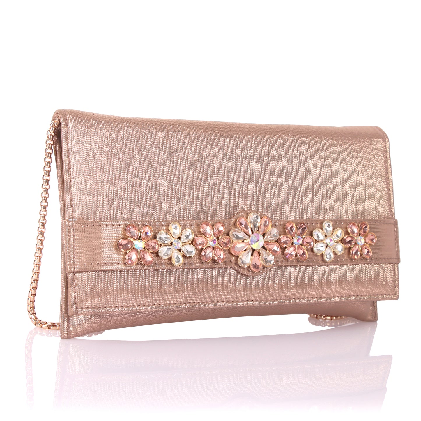 Stone flower envelope clutch