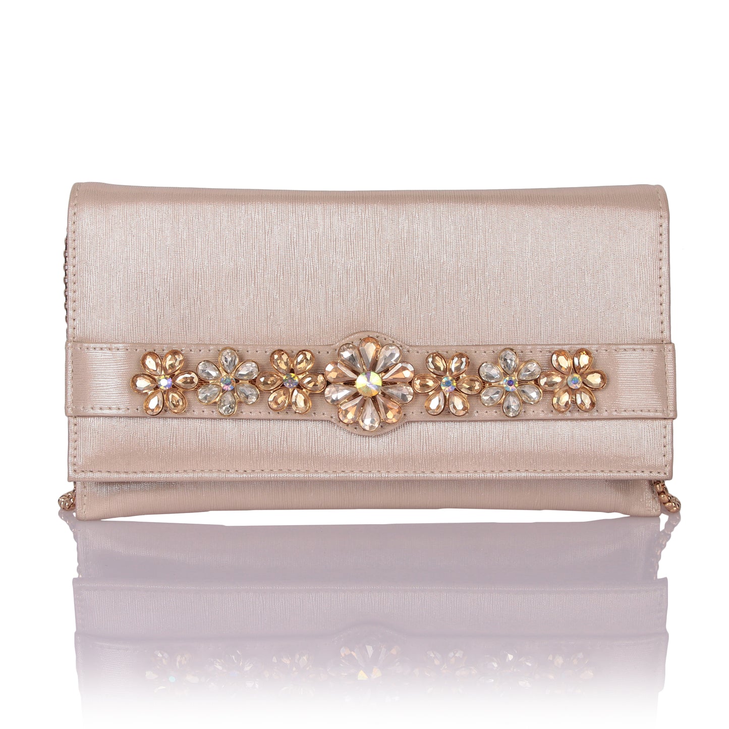 Stone flower gold clutch