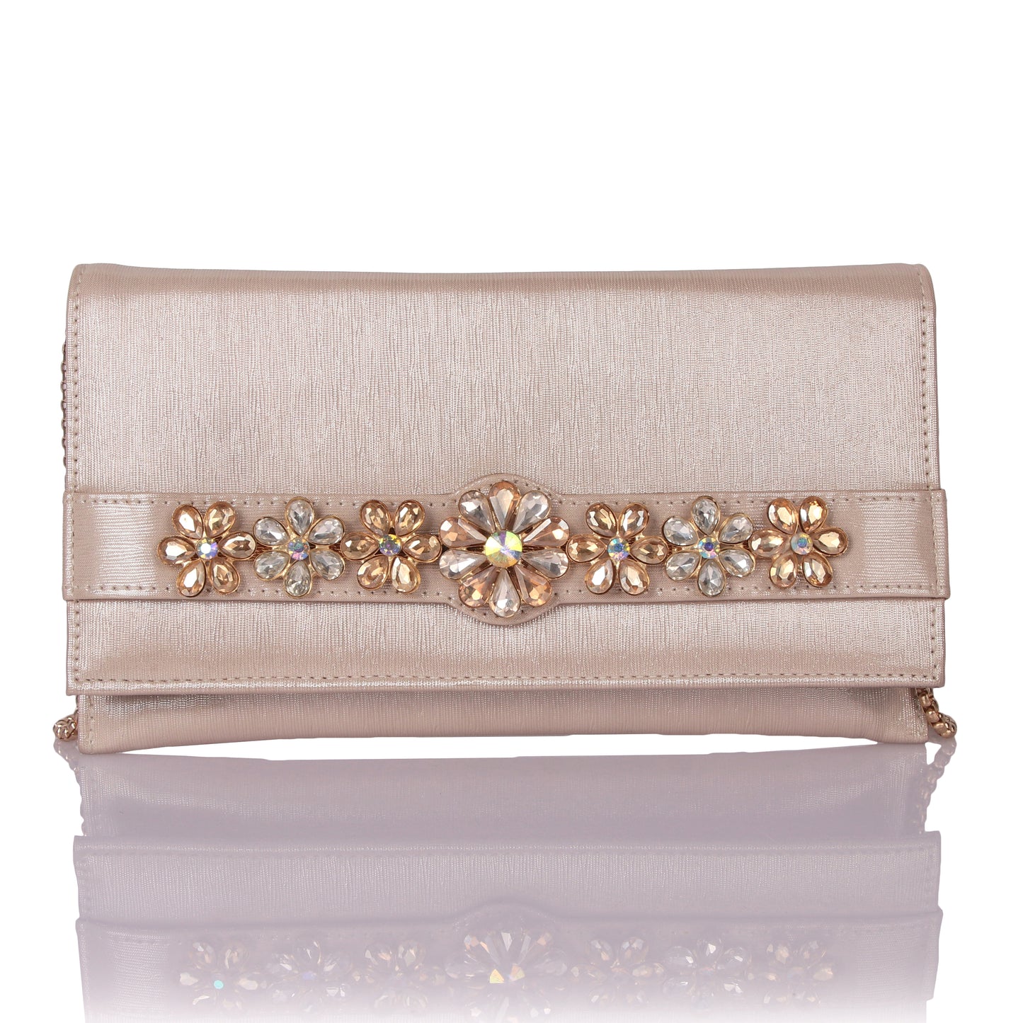 Stone flower gold clutch