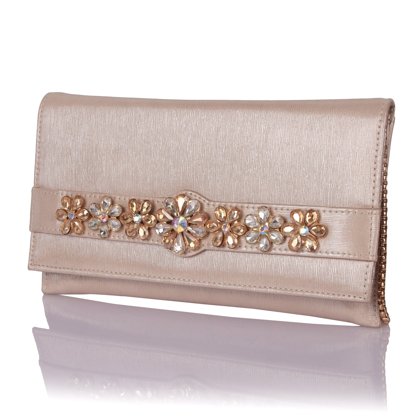 Stone flower gold clutch