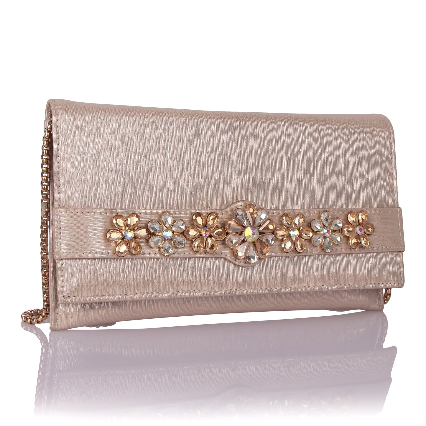 Stone flower gold clutch