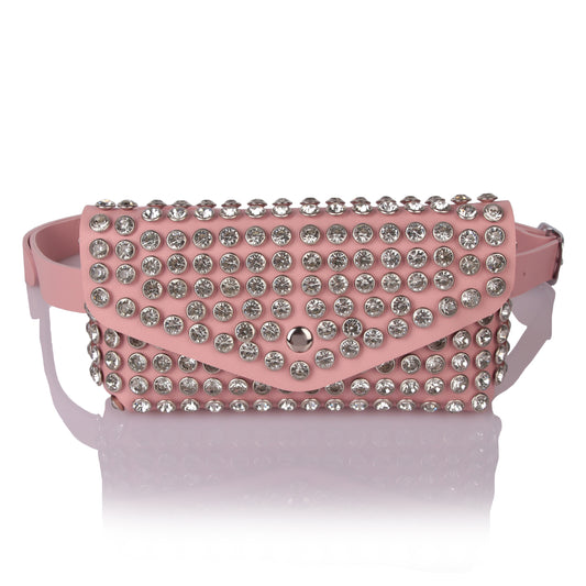Pink studded belt bag