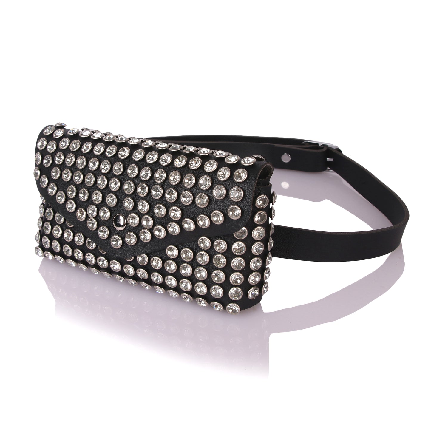 Studded black belt bag