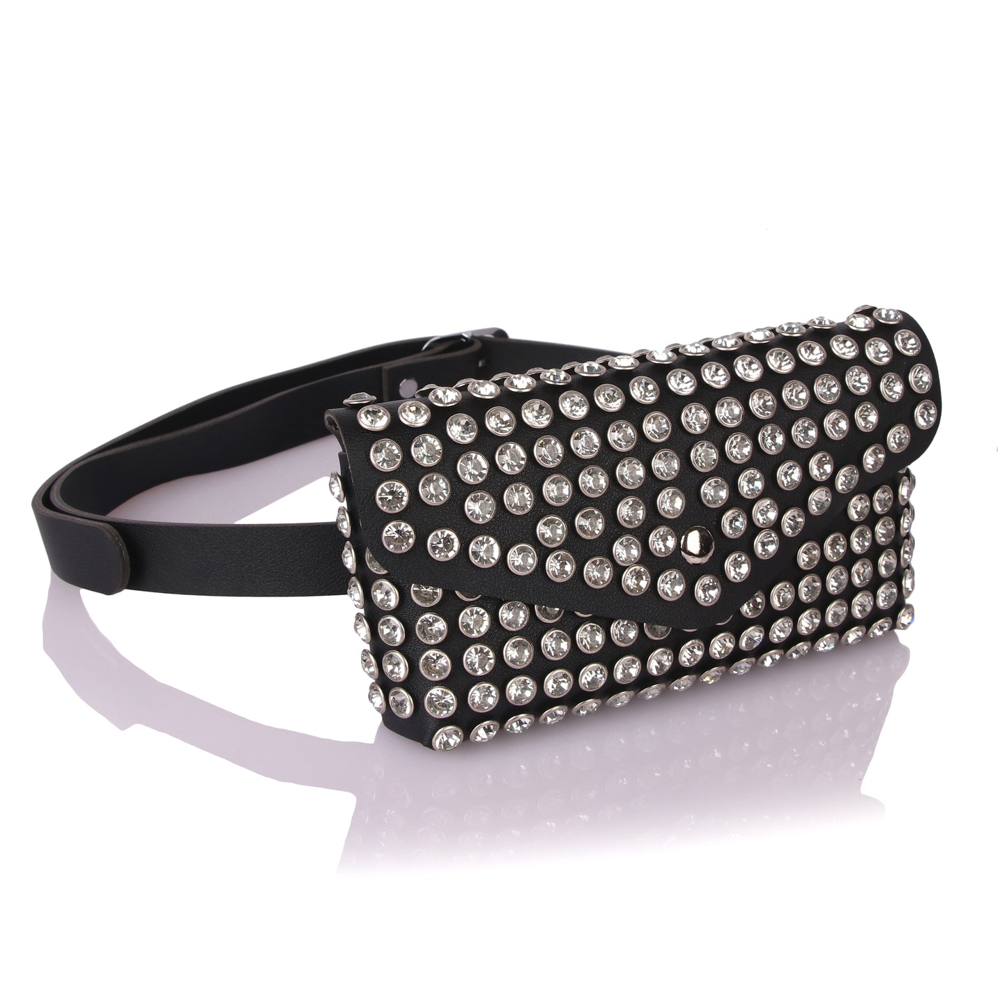 Studded black belt bag