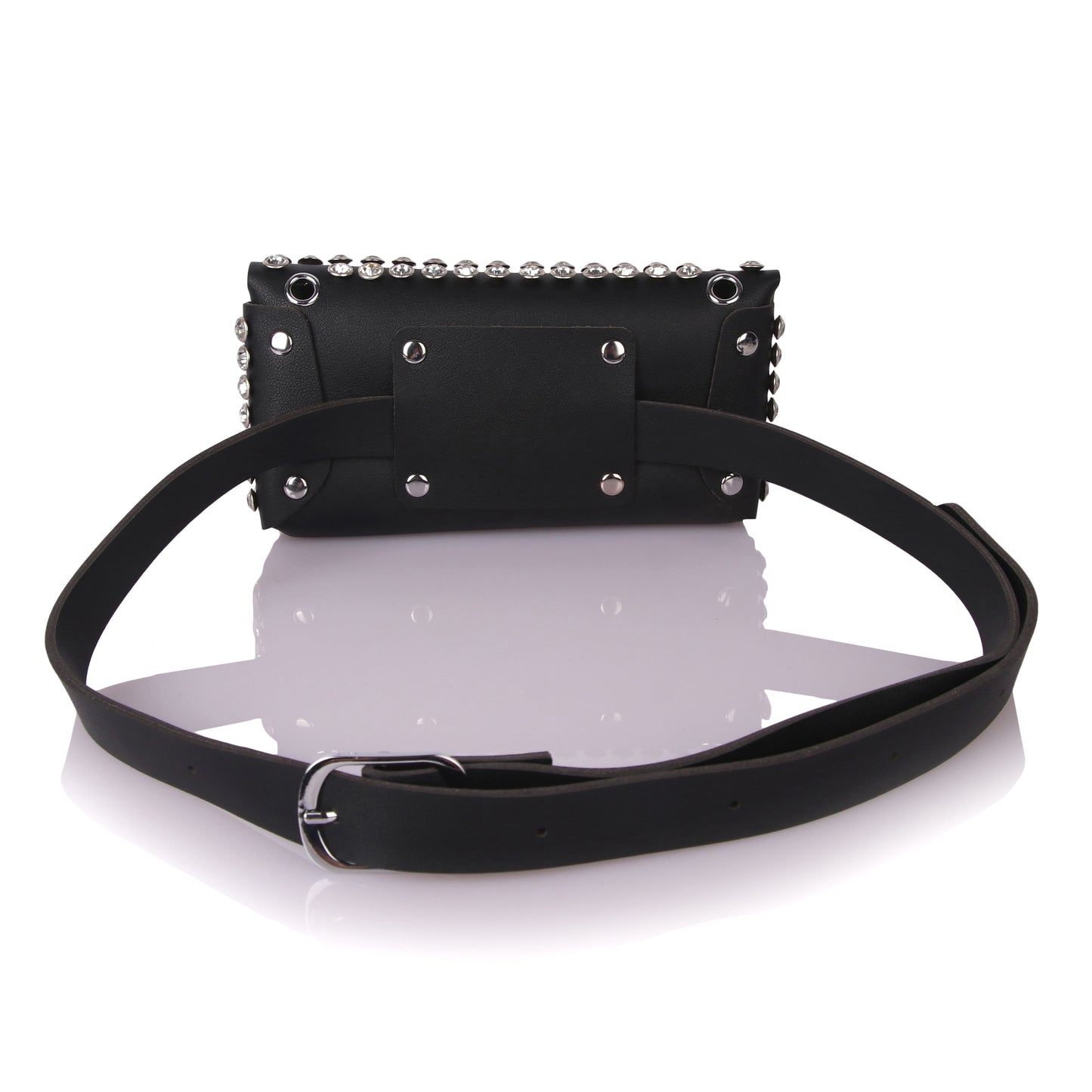 Studded black belt bag