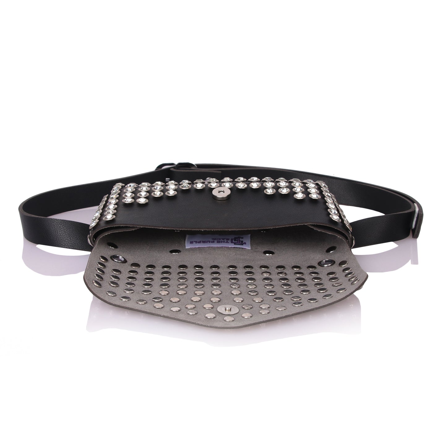 Studded black belt bag
