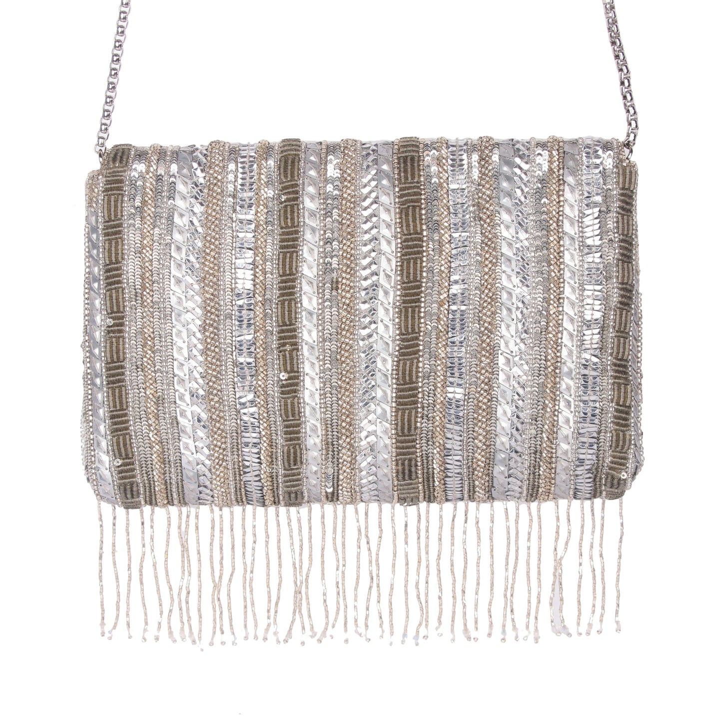Midnight silver clutch