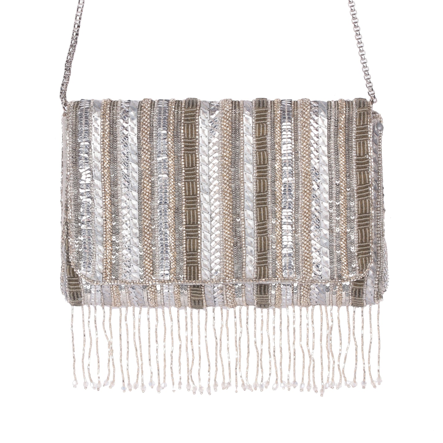 Midnight silver clutch