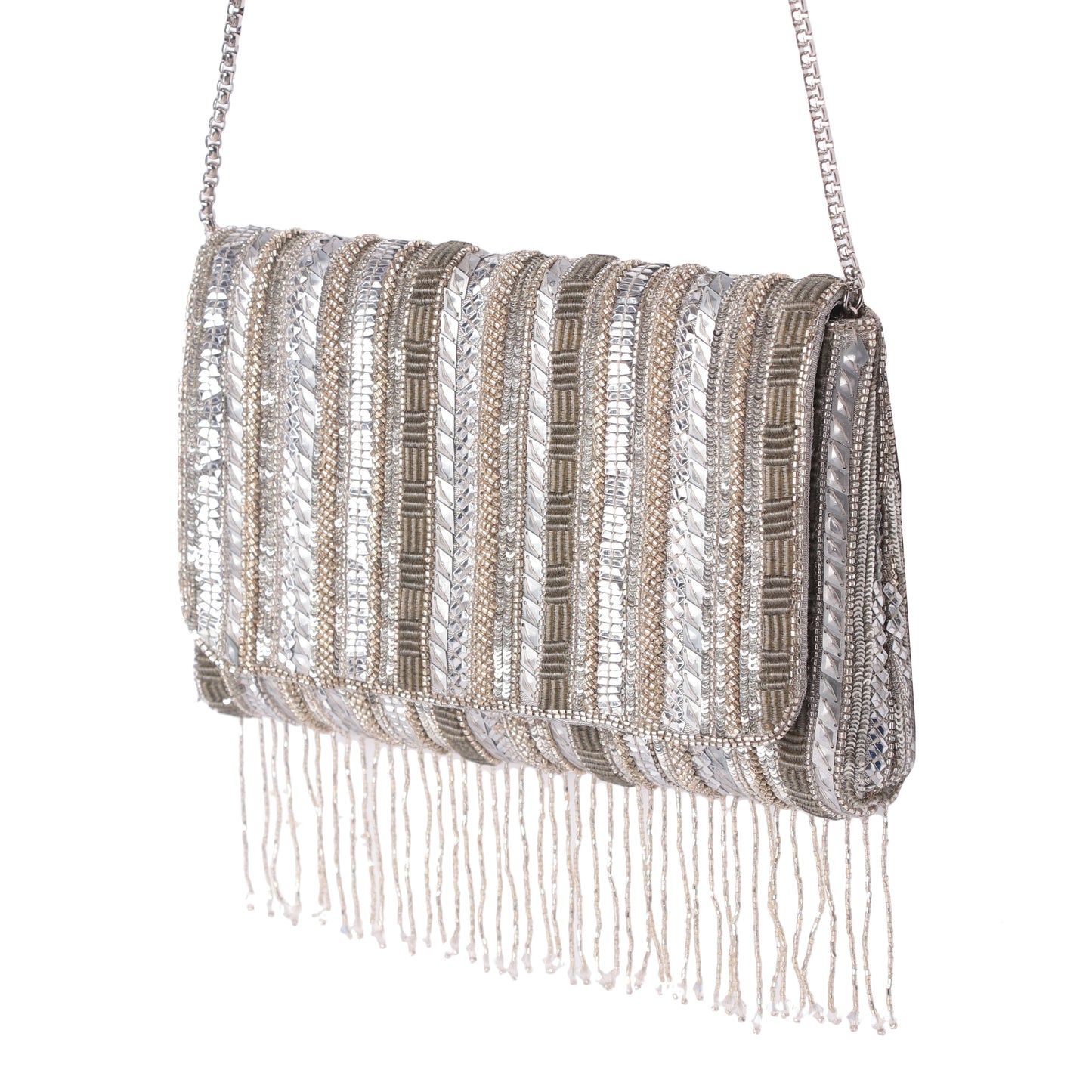 Midnight silver clutch