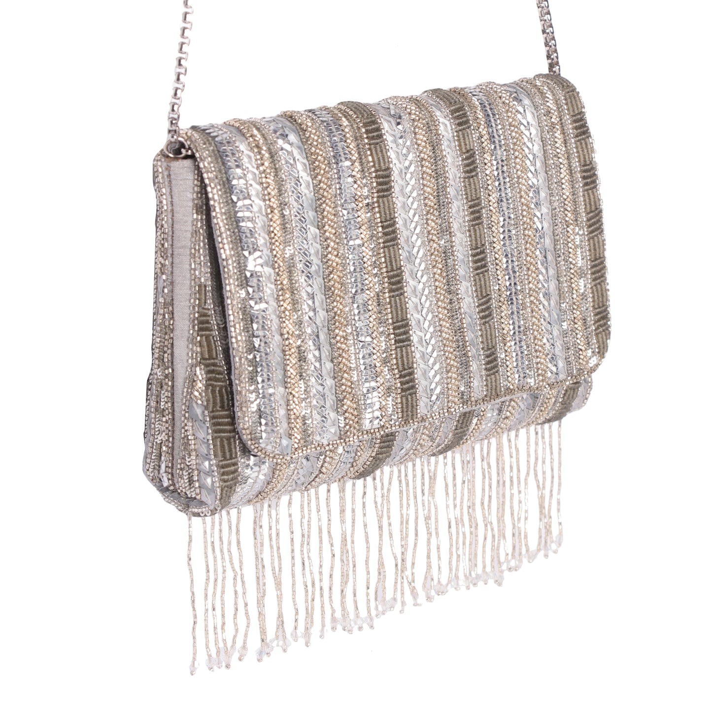 Midnight silver clutch