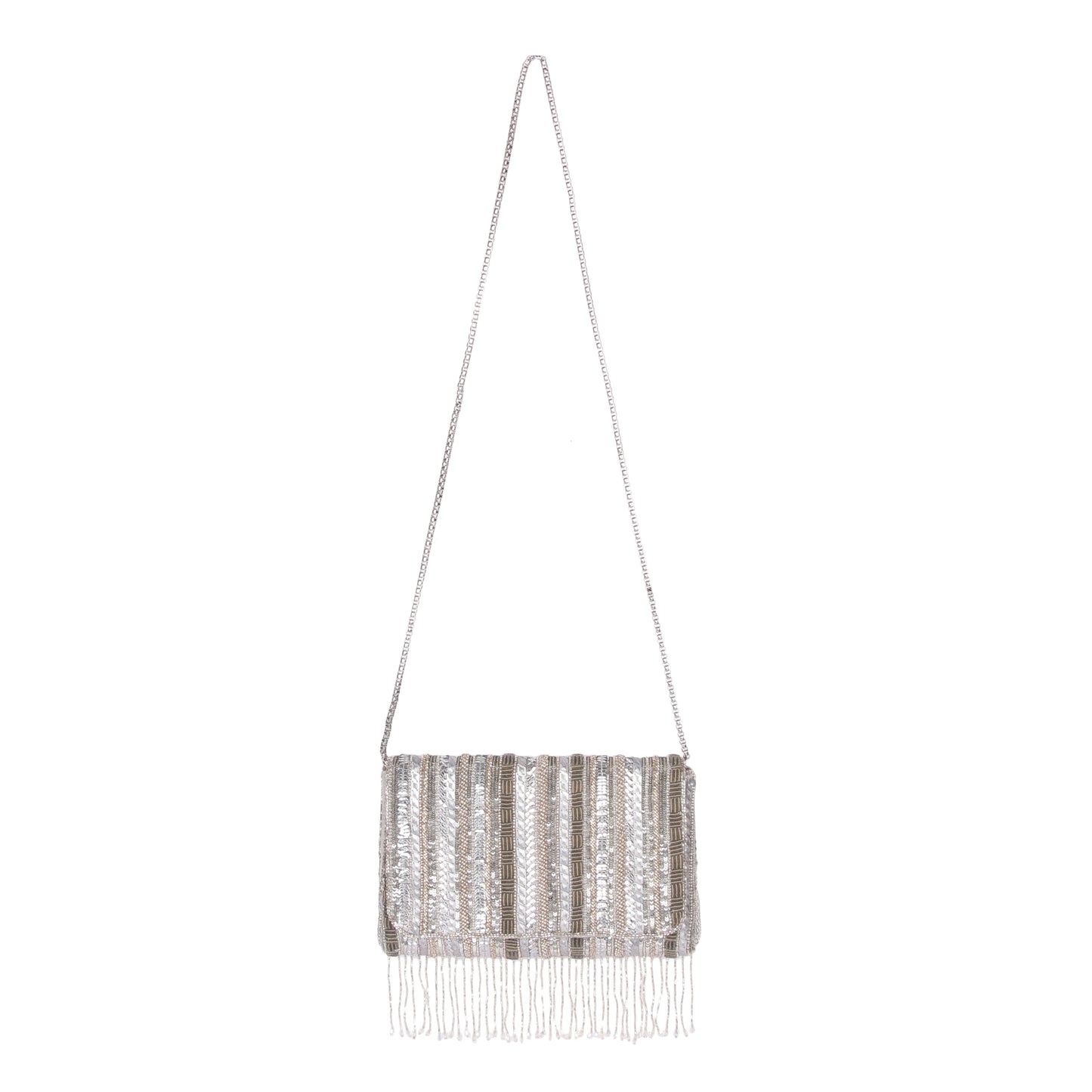Midnight silver clutch