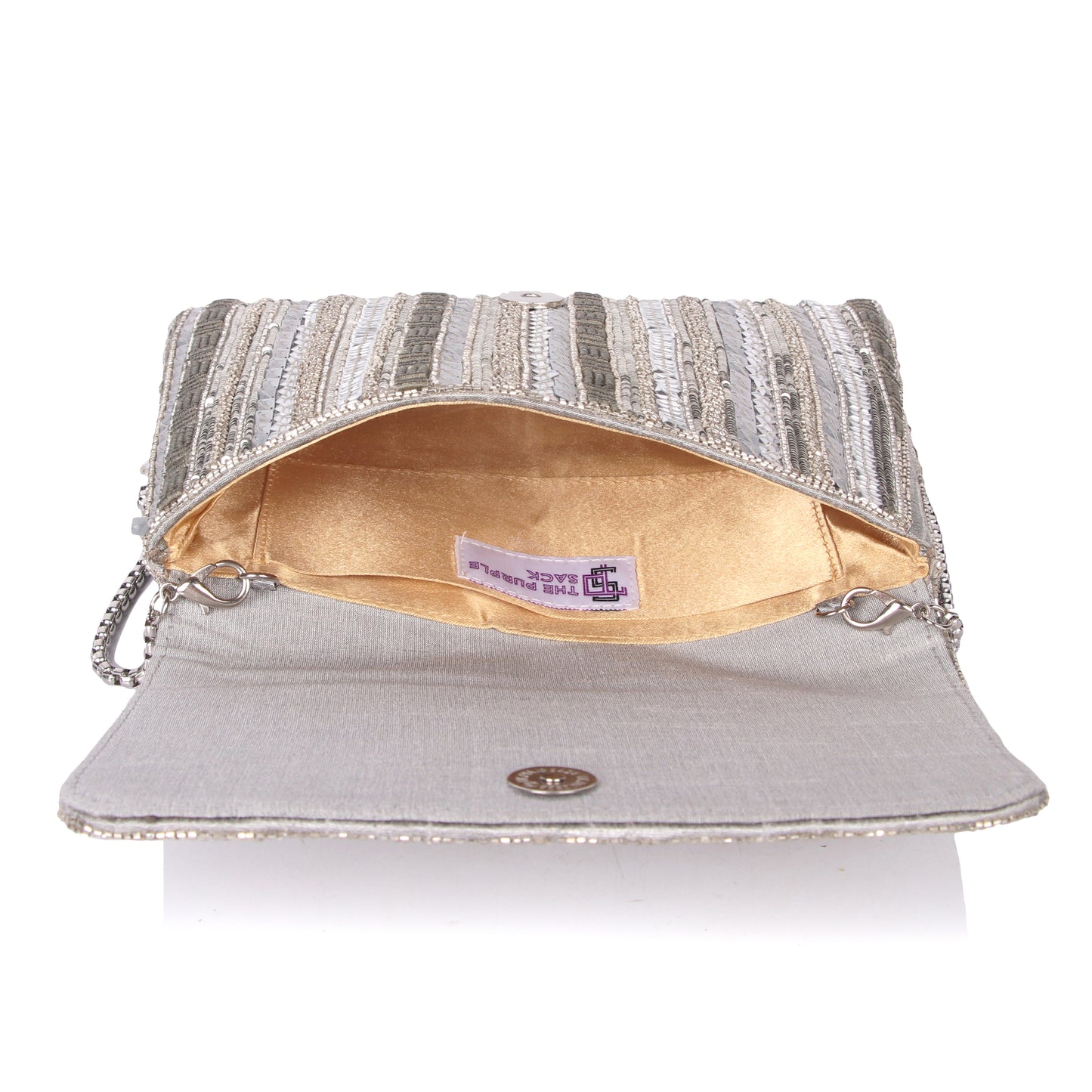 Midnight silver clutch