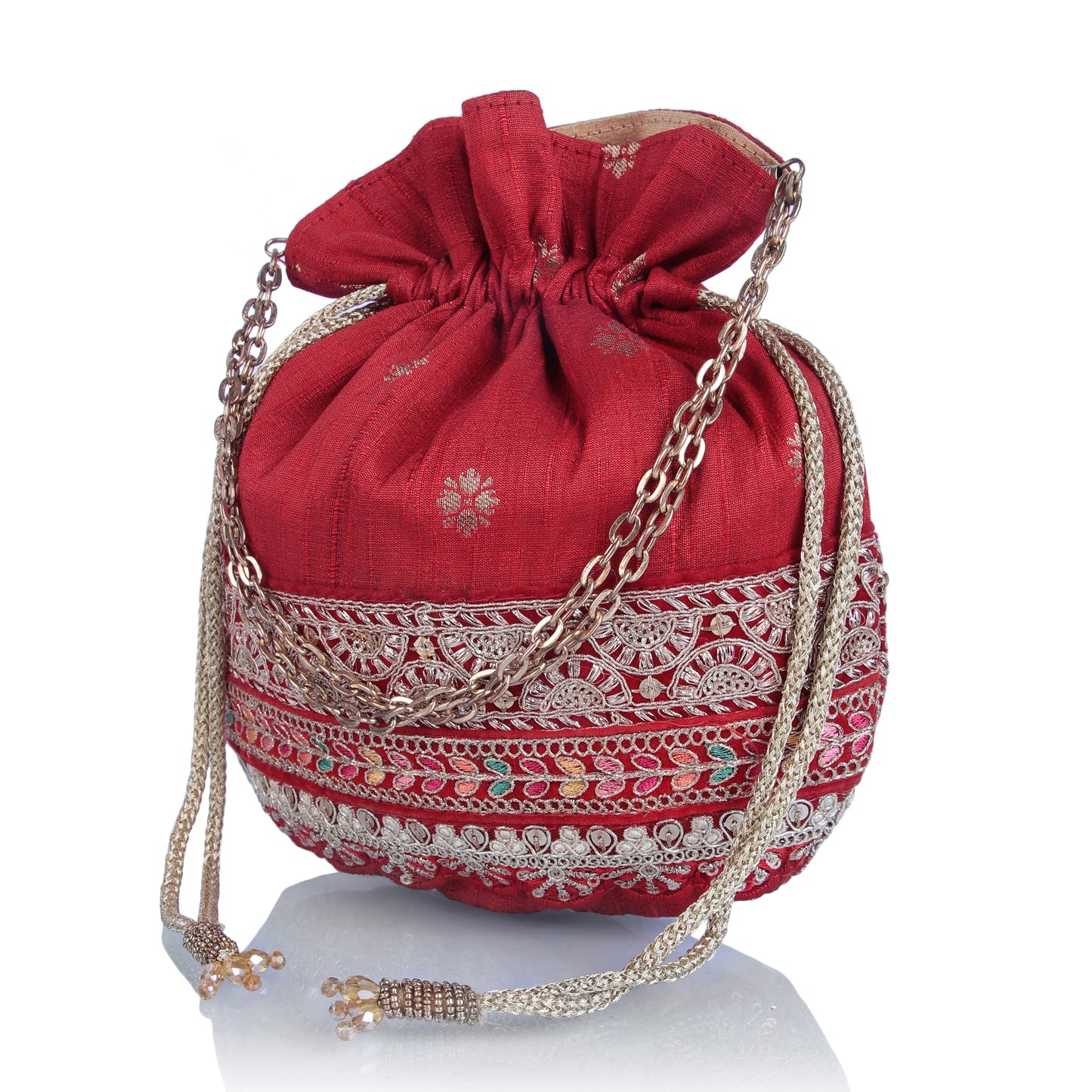 Red silk potli