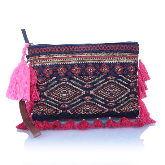 Pink Tassle wristlet