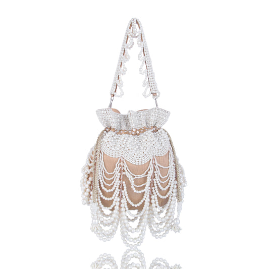 Pearl on gold potli bag