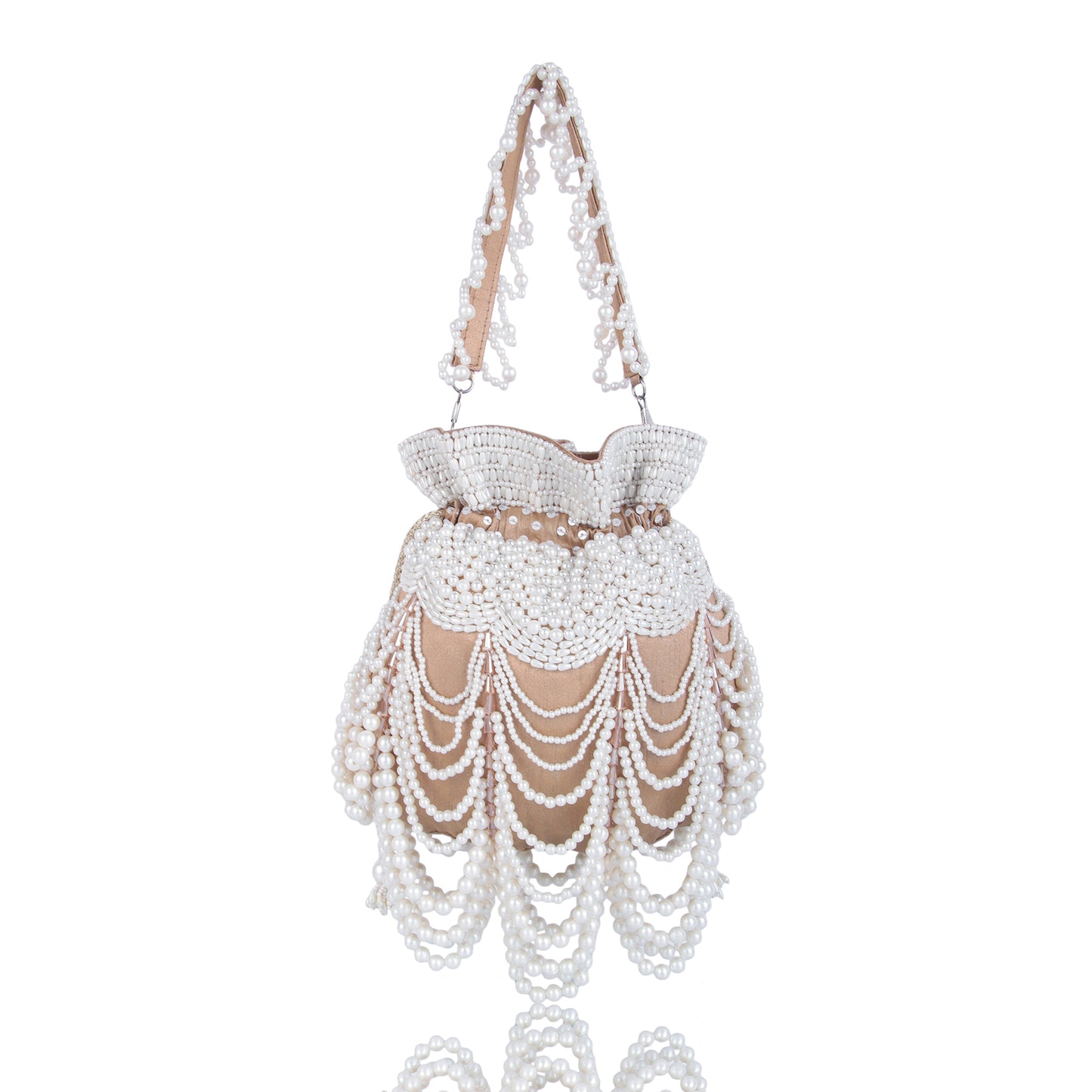 Pearl on gold potli bag